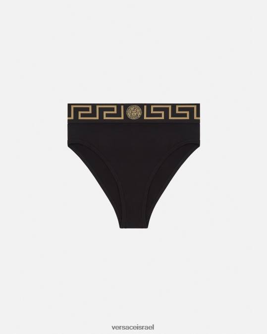 נשים Versace שָׁחוֹר תחתוני רגליים גבוהים של גרקה תחתונים ובגדי חוף N8T21055