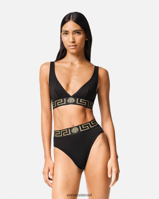 נשים Versace שָׁחוֹר תחתוני רגליים גבוהים של גרקה תחתונים ובגדי חוף N8T21055