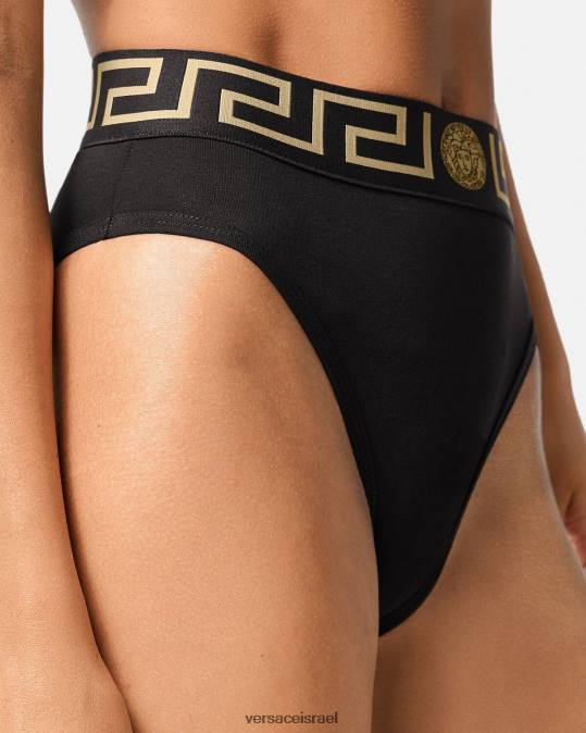נשים Versace שָׁחוֹר תחתוני רגליים גבוהים של גרקה תחתונים ובגדי חוף N8T21055