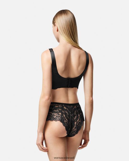 נשים Versace שָׁחוֹר חלק עליון ברלט תחרה תחתונים ובגדי חוף N8T21065