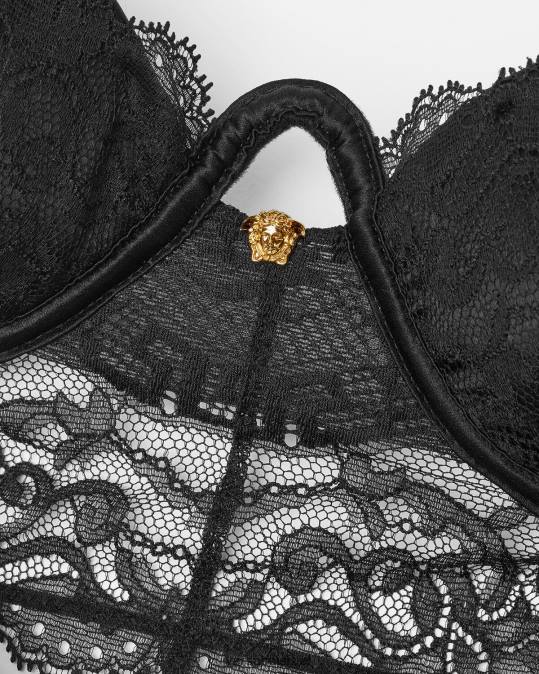 נשים Versace שָׁחוֹר חולצת חזה בארוקו תחרה תחתונים ובגדי חוף N8T21066