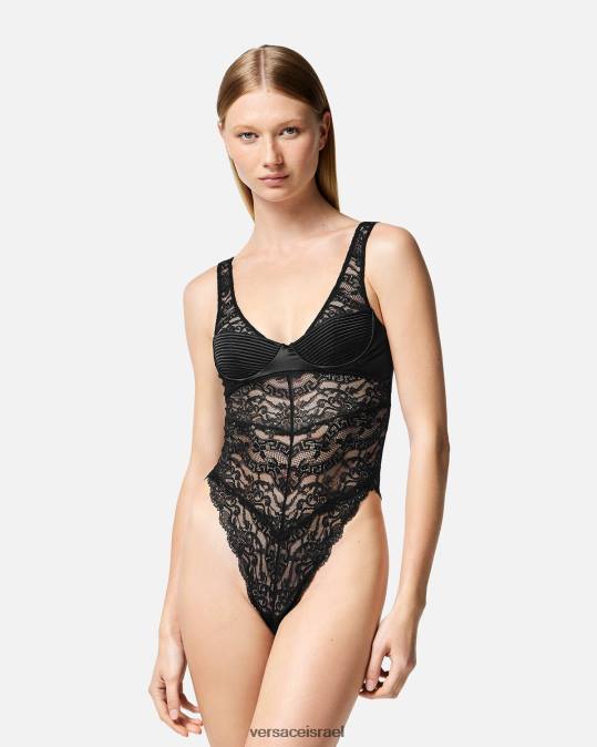 נשים Versace שָׁחוֹר בגד גוף תחרה תחתונים ובגדי חוף N8T21068