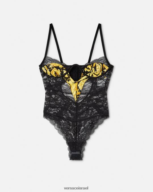 נשים Versace שָׁחוֹר בגד גוף תחרה ברוק תחתונים ובגדי חוף N8T21069