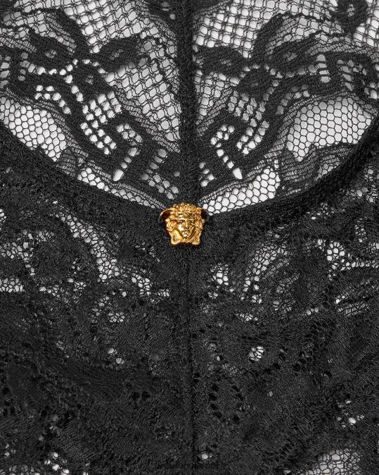 נשים Versace שָׁחוֹר בגד גוף תחרה ברוק תחתונים ובגדי חוף N8T21069