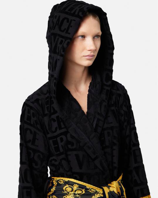נשים Versace שָׁחוֹר חלוק רחצה קצר תחתונים ובגדי חוף N8T21083