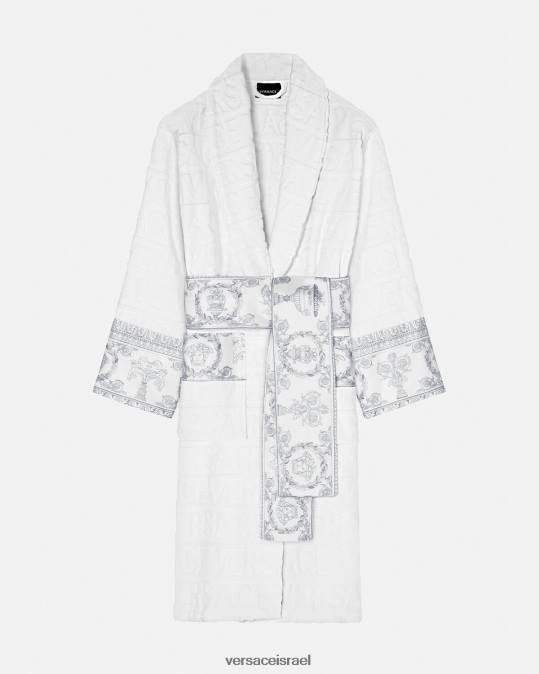 נשים Versace כסף לבן חלוק רחצה קריסטל ברוק כלה תחתונים ובגדי חוף N8T21090