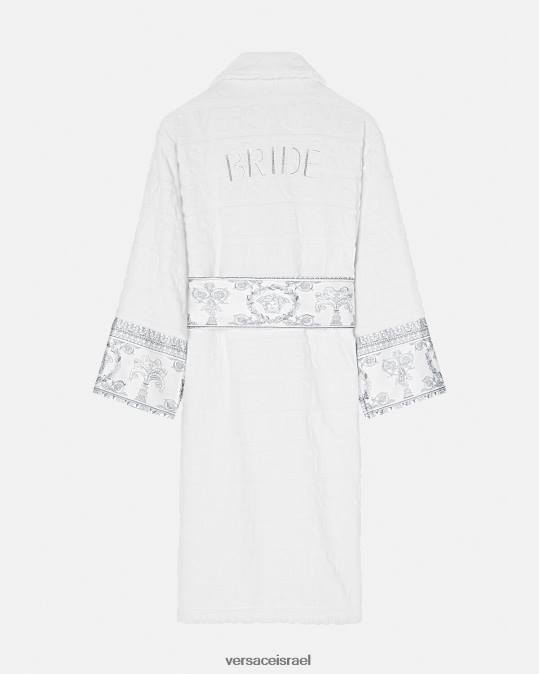 נשים Versace כסף לבן חלוק רחצה קריסטל ברוק כלה תחתונים ובגדי חוף N8T21090