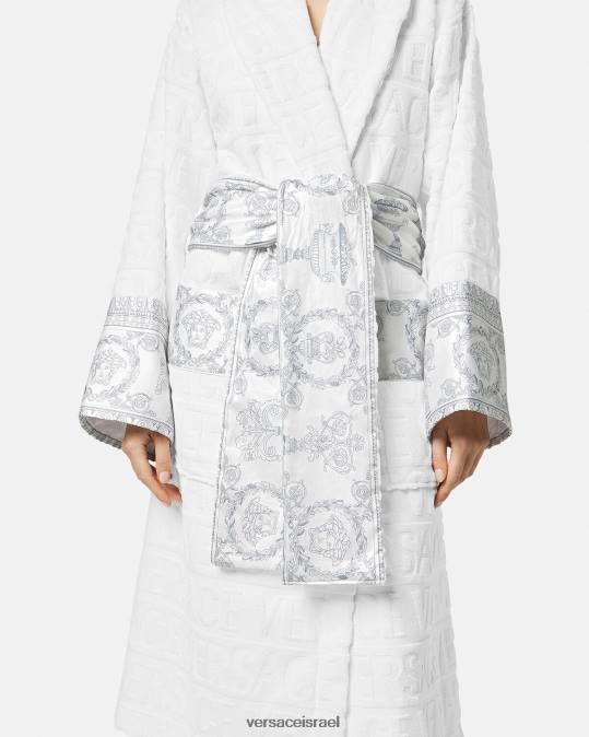 נשים Versace כסף לבן חלוק רחצה קריסטל ברוק כלה תחתונים ובגדי חוף N8T21090