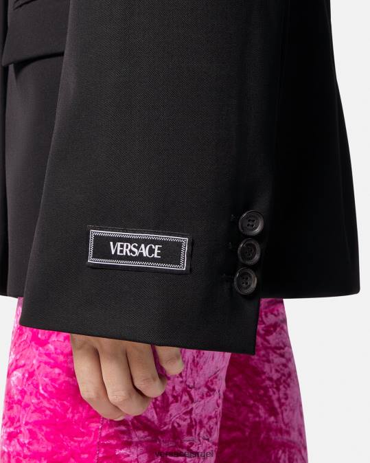 נשים Versace שָׁחוֹר בלייזר חד חזה הַלבָּשָׁה N8T2112