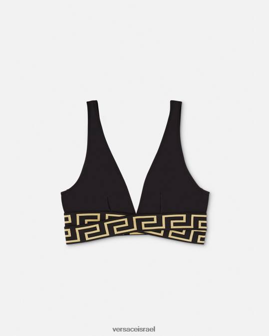 נשים Versace שָׁחוֹר חולצת ביקיני משולש גרקה גבול תחתונים ובגדי חוף N8T21150