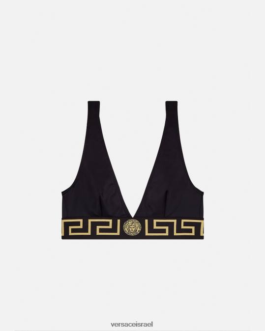 נשים Versace שָׁחוֹר חולצת ביקיני בגבול גרקה תחתונים ובגדי חוף N8T21152