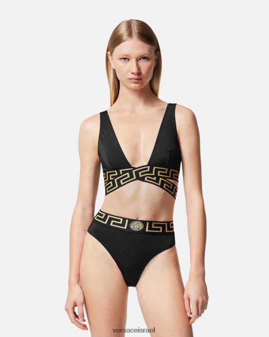 נשים Versace שָׁחוֹר תחתוני ביקיני עם מותן גבוה של גרקה תחתונים ובגדי חוף N8T21153