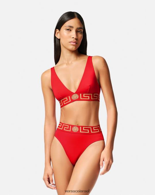 נשים Versace אָדוֹם תחתוני ביקיני עם מותן גבוה של גרקה תחתונים ובגדי חוף N8T21154