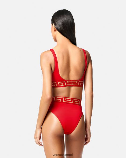 נשים Versace אָדוֹם תחתוני ביקיני עם מותן גבוה של גרקה תחתונים ובגדי חוף N8T21154