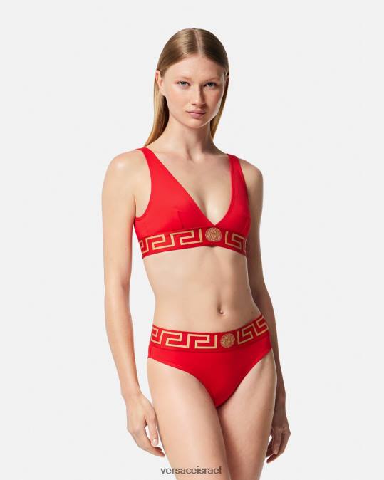 נשים Versace אָדוֹם תחתוני ביקיני בגבול גרקה תחתונים ובגדי חוף N8T21155