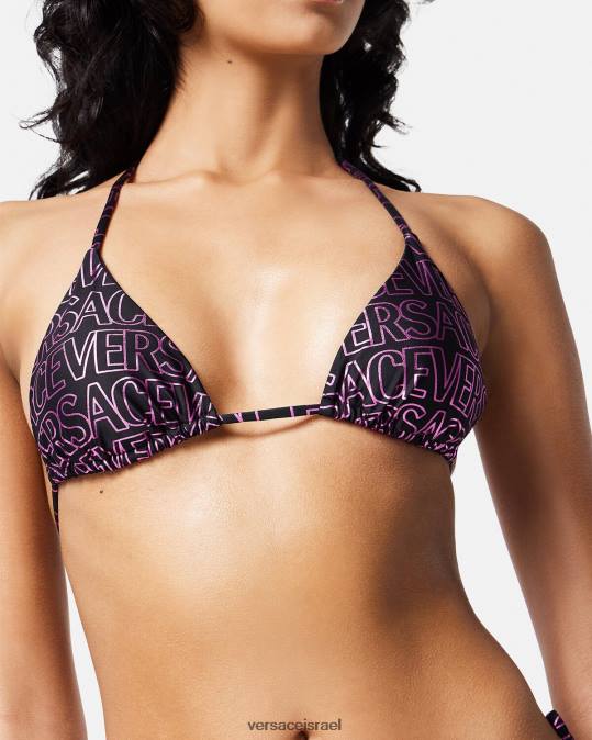 נשים Versace פוקסיה ודפוס חולצת ביקיני אובר תחתונים ובגדי חוף N8T21163