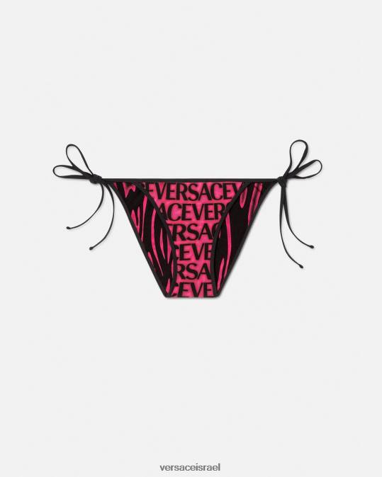 נשים Versace פוקסיה ודפוס תחתוני ביקיני הפיכים תחתונים ובגדי חוף N8T21168