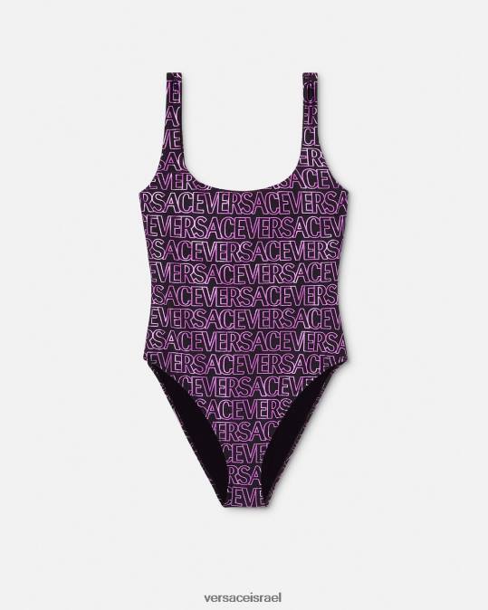 נשים Versace פוקסיה ודפוס בגד ים מחלק אחד תחתונים ובגדי חוף N8T21169