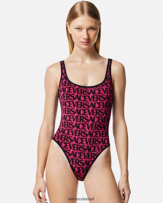 נשים Versace פוקסיה ודפוס בגד ים הפיך תחתונים ובגדי חוף N8T21170