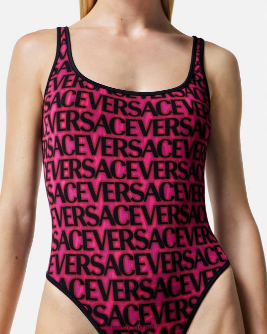 נשים Versace פוקסיה ודפוס בגד ים הפיך תחתונים ובגדי חוף N8T21170