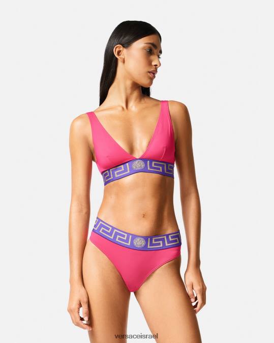 נשים Versace ורוד ולילך תחתוני ביקיני בגבול גרקה תחתונים ובגדי חוף N8T21177