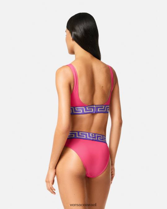 נשים Versace ורוד ולילך תחתוני ביקיני בגבול גרקה תחתונים ובגדי חוף N8T21177