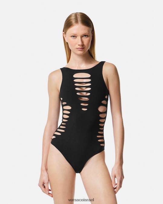 נשים Versace שָׁחוֹר בגד ים חתוך מחלק אחד תחתונים ובגדי חוף N8T21185