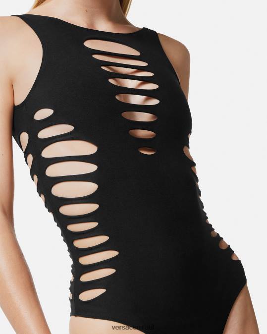 נשים Versace שָׁחוֹר בגד ים חתוך מחלק אחד תחתונים ובגדי חוף N8T21185