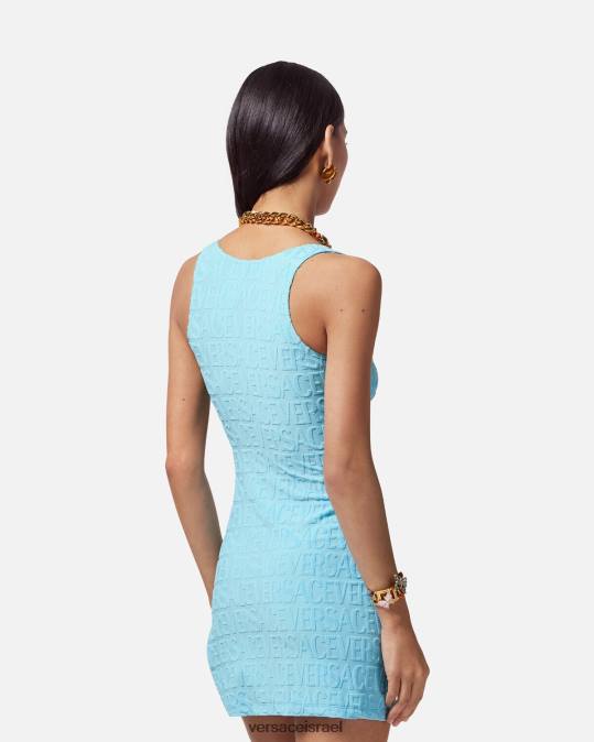 נשים Versace כחול בהיר כיסוי שמלת מגבת על הכל תחתונים ובגדי חוף N8T21190