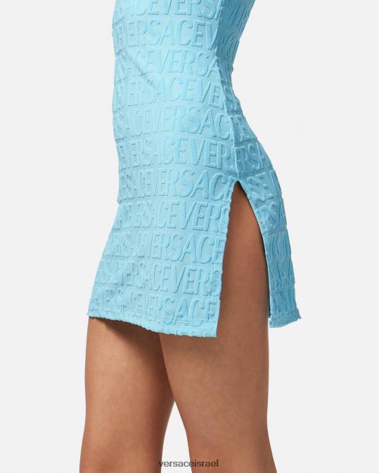 נשים Versace כחול בהיר כיסוי שמלת מגבת על הכל תחתונים ובגדי חוף N8T21190