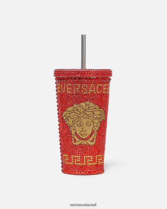 נשים Versace אָדוֹם גביע מדוזה קריסטל לנסיעות תחתונים ובגדי חוף N8T21207