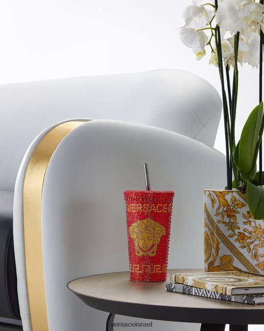 נשים Versace אָדוֹם גביע מדוזה קריסטל לנסיעות תחתונים ובגדי חוף N8T21207