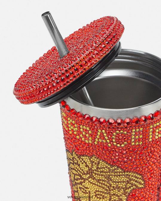 נשים Versace אָדוֹם גביע מדוזה קריסטל לנסיעות תחתונים ובגדי חוף N8T21207