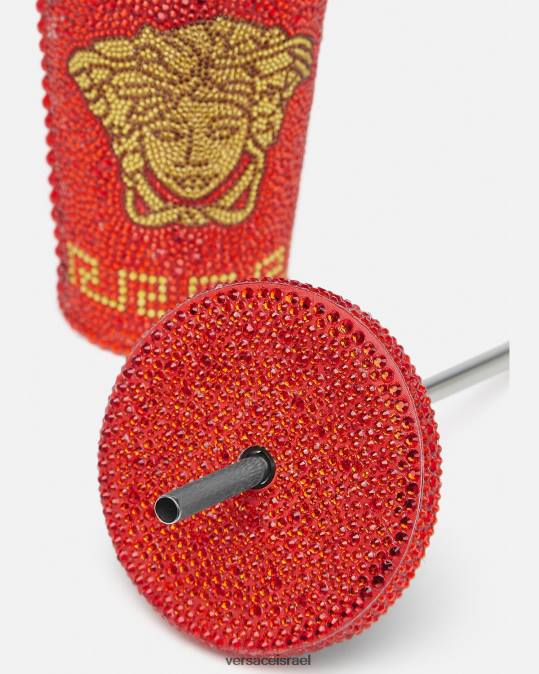 נשים Versace אָדוֹם גביע מדוזה קריסטל לנסיעות תחתונים ובגדי חוף N8T21207