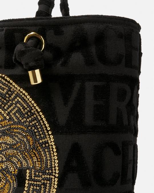 נשים Versace שָׁחוֹר שקית מגבת קריסטל מדוזה תחתונים ובגדי חוף N8T21210