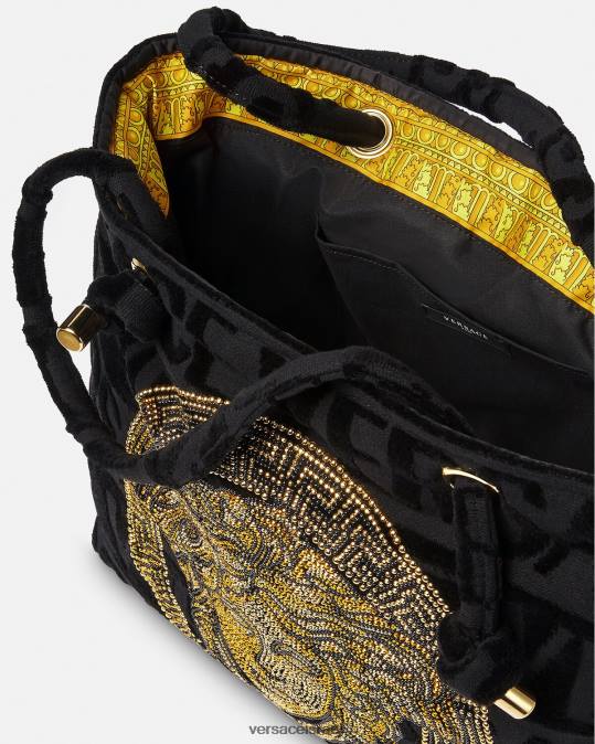 נשים Versace שָׁחוֹר שקית מגבת קריסטל מדוזה תחתונים ובגדי חוף N8T21210