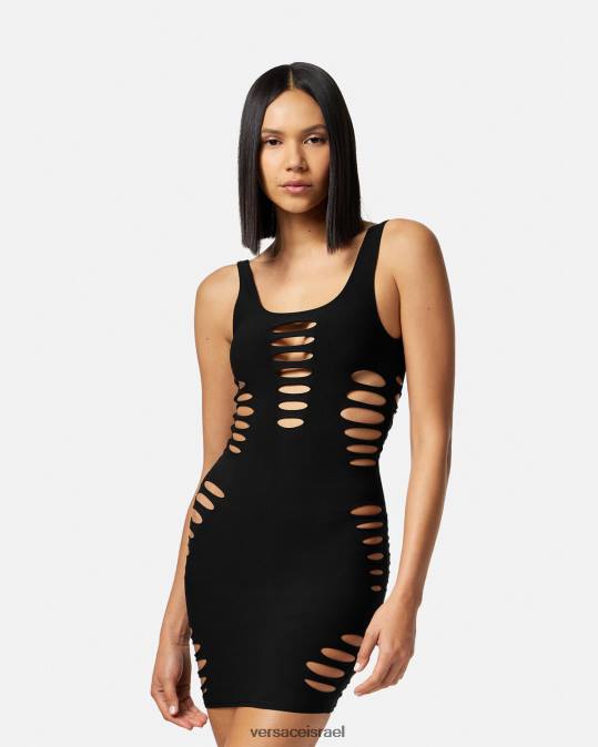 נשים Versace שָׁחוֹר כיסוי שמלת מיני חתוך תחתונים ובגדי חוף N8T21216