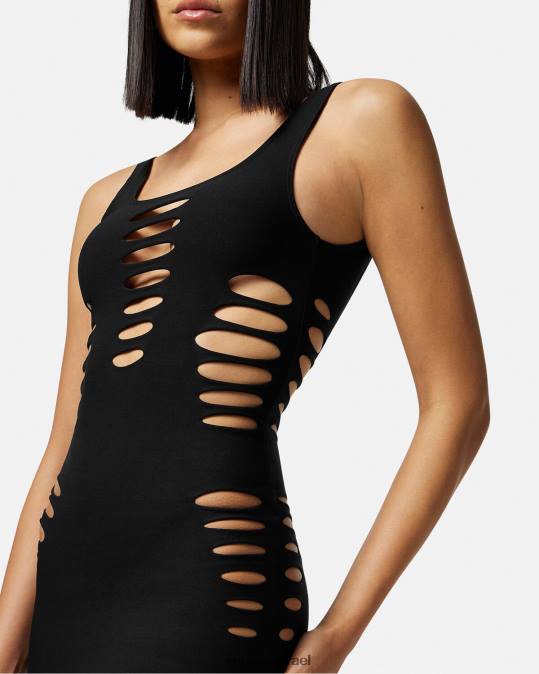 נשים Versace שָׁחוֹר כיסוי שמלת מיני חתוך תחתונים ובגדי חוף N8T21216
