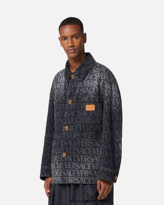גברים Versace שחור & הדפס ז'קט ג'ינס בכל אובר הַלבָּשָׁה N8T21224