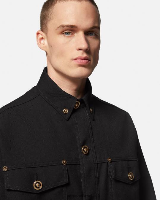 גברים Versace שָׁחוֹר חולצת אובר צמר מדוזה בתולה הַלבָּשָׁה N8T21229