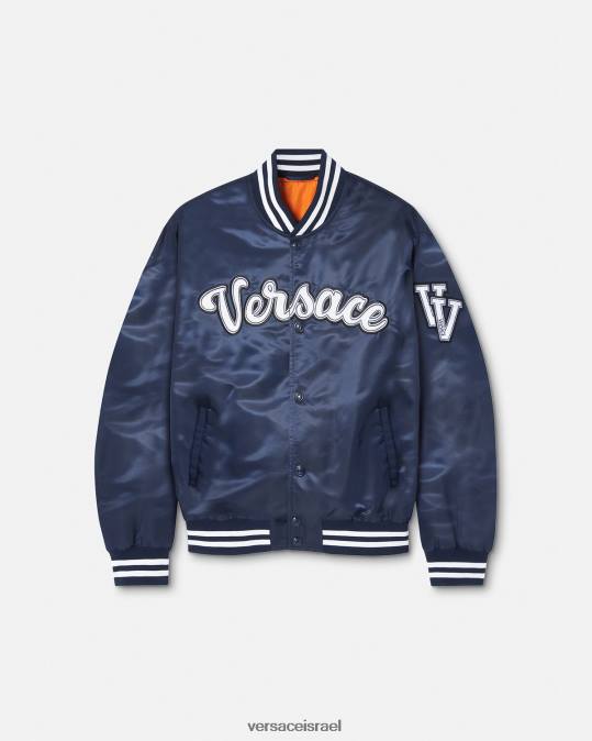 גברים Versace כְּחוֹל ז'קט בומבר ניילון של האוניברסיטה הַלבָּשָׁה N8T21230