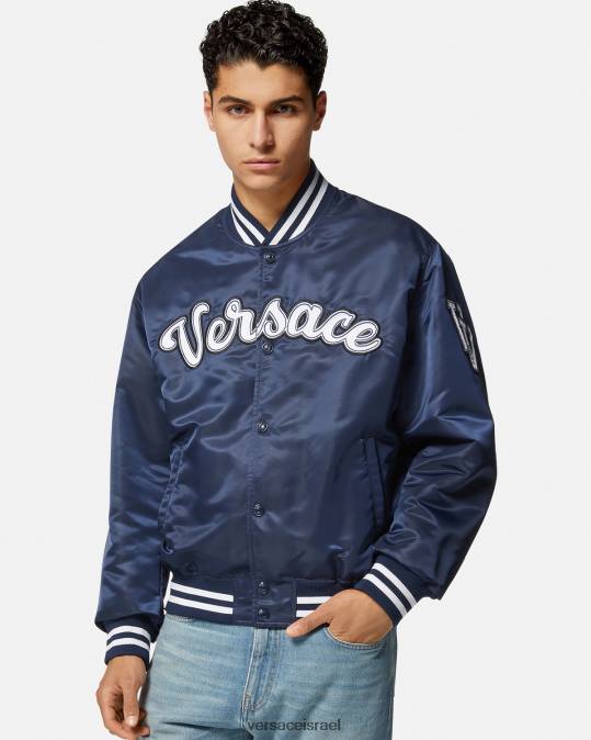 גברים Versace כְּחוֹל ז'קט בומבר ניילון של האוניברסיטה הַלבָּשָׁה N8T21230