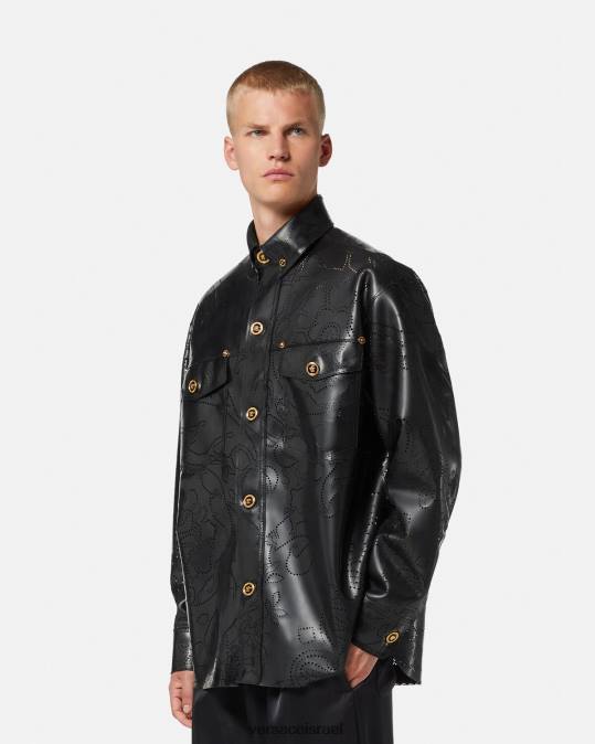 גברים Versace שָׁחוֹר חולצת לטקס בארוקו הַלבָּשָׁה N8T21237