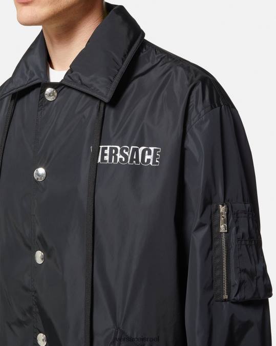 גברים Versace שָׁחוֹר מעיל לוגו גרפי ניילון הַלבָּשָׁה N8T21243