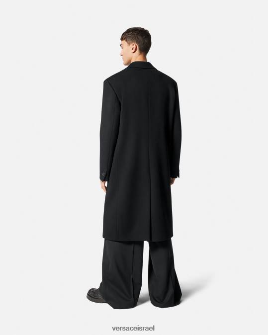 גברים Versace שָׁחוֹר מעיל צמר חד חזה הַלבָּשָׁה N8T21245