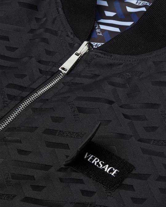 גברים Versace שָׁחוֹר מעיל בומבר לה גרקה הפיך הַלבָּשָׁה N8T21246