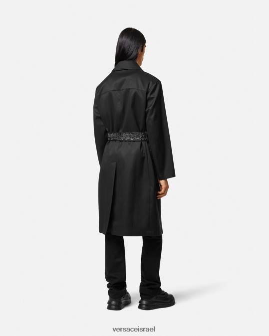 גברים Versace שָׁחוֹר מעיל טרנץ' משובץ הַלבָּשָׁה N8T21254