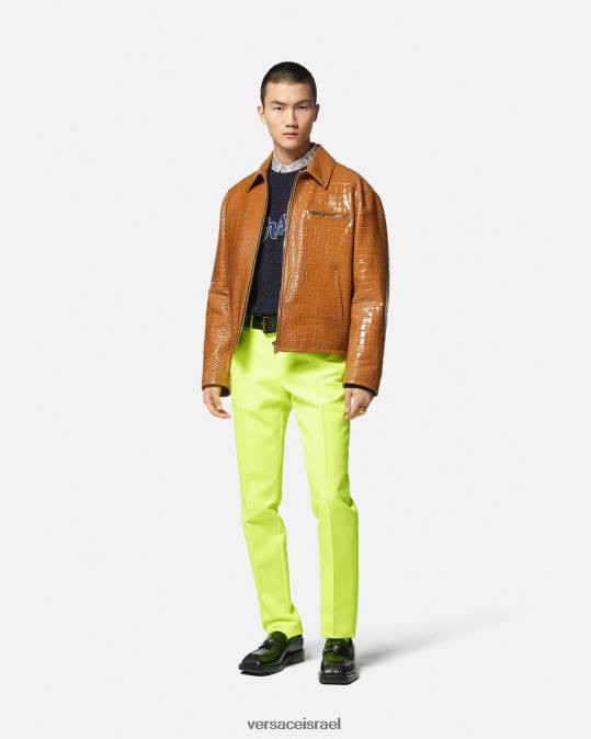 גברים Versace תפוז ז'קט בלוסון מעור באפקט קרוק הַלבָּשָׁה N8T21255