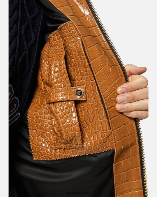 גברים Versace תפוז ז'קט בלוסון מעור באפקט קרוק הַלבָּשָׁה N8T21255