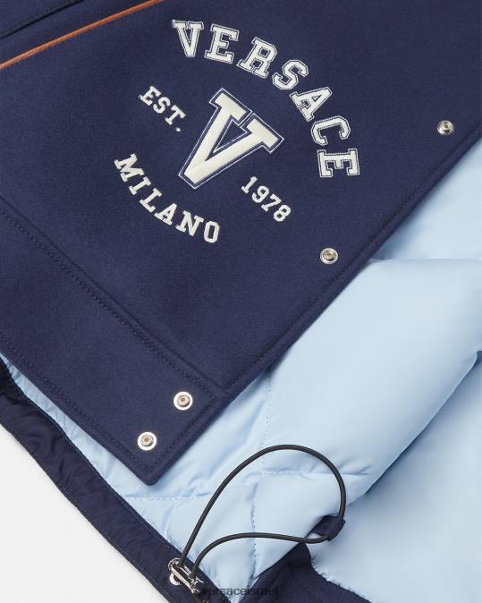גברים Versace כחול וחום מעיל בומבר לוגו של אוניברסיטה הַלבָּשָׁה N8T21257
